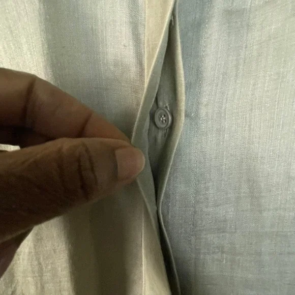 Lafayette 148 New York Striped Linen Blend Button Down Shirt Size‎ Medium - Picture 5 of 9